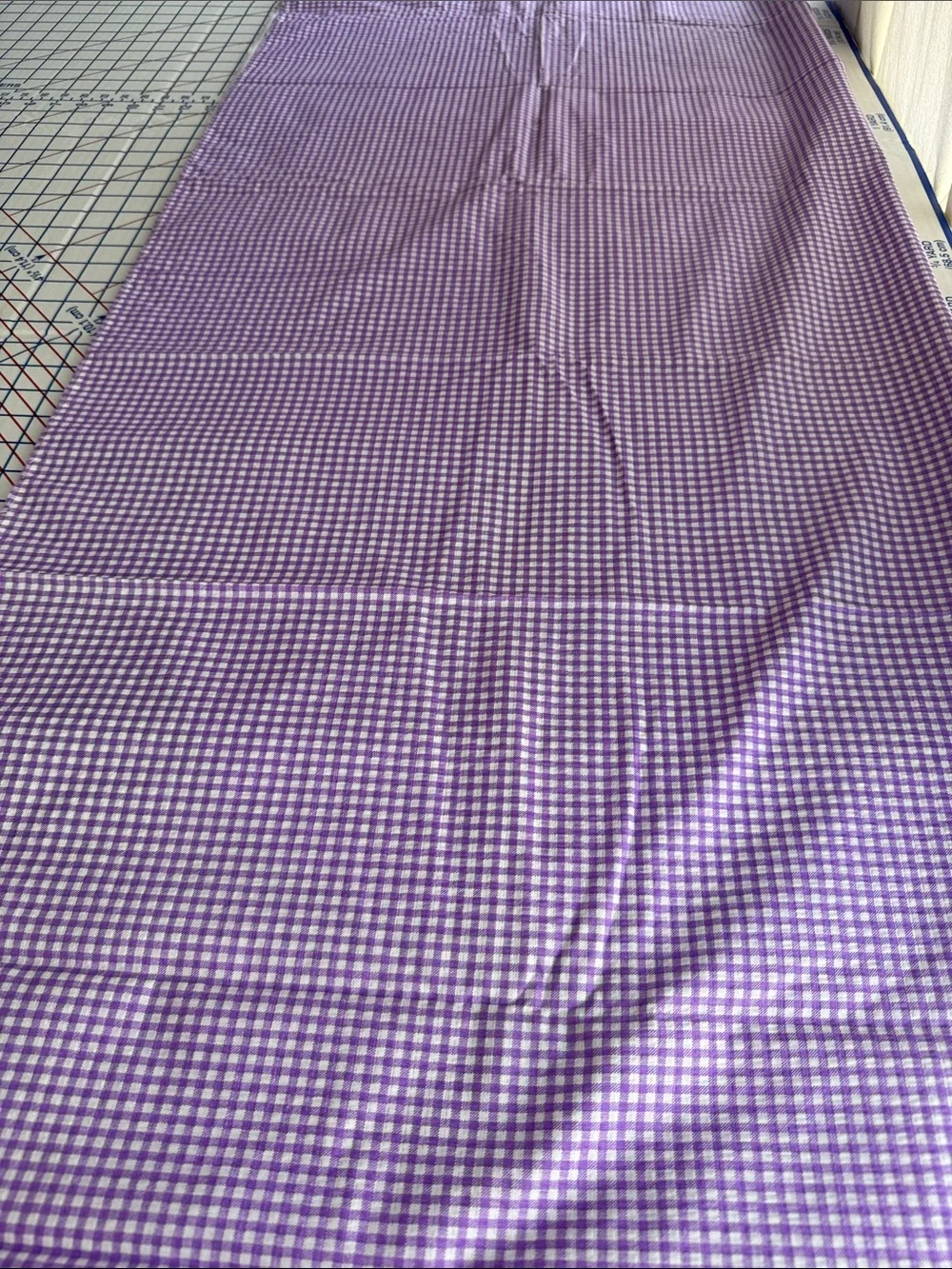 Vintage 1970s Tandem Textile Lavender Gingham Fabric Woven Check 2 Yds x 44